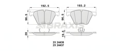 Комплект тормозных колодок для BMW 5, BMW X5, BMW 7, BRAXIS (AA0415) BrakeSet