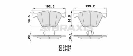 Комплект тормозных колодок BMW 5, BMW X5, BMW 7, BRAXIS (AA0415)