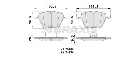 Комплект тормозных колодок для BMW 5, BMW X5, BMW 7, BRAXIS (AA0415) BrakeSet