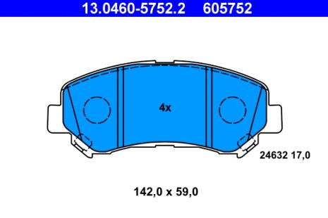Комплект тормозных колодок SUZUKI KIZASHI, NISSAN QASHQAI, NISSAN X-TRAIL, ATE (13046057522)