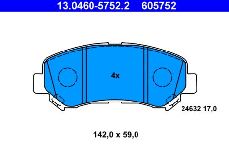 Комплект гальмівних колодок SUZUKI KIZASHI, NISSAN QASHQAI, NISSAN X-TRAIL, ATE (13046057522)