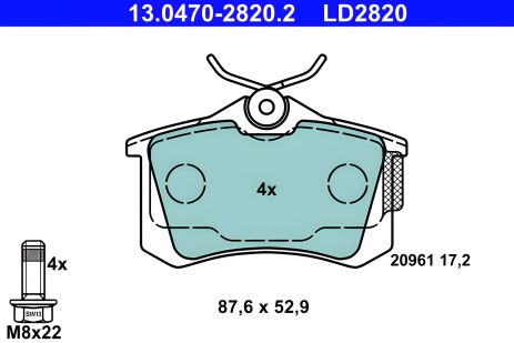 Тормозные колодки для SKODA FABIA, SEAT ARONA, PEUGEOT PARTNER, ATE (13047028202) Тормозные колодки для SKODA FABIA, SEAT ARONA, PEUGEOT PARTNER, ATE (13047028202)