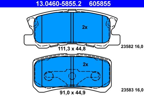 Комплект тормозных колодок LANCIA FLAVIA, CHRYSLER 200, PEUGEOT 4007, ATE (13046058552)