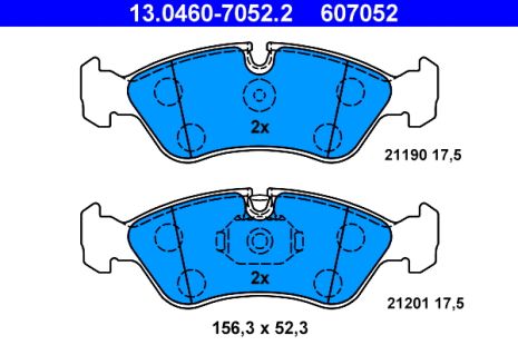 Комплект гальмівних колодок CHEVROLET LANOS, DAEWOO NEXIA, OPEL ASTRA, ATE (13046070522)