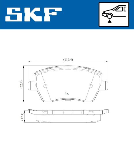 Комплект гальмівних колодок LADA LARGUS, DACIA DUSTER, RENAULT CLIO, SKF (VKBP80003)