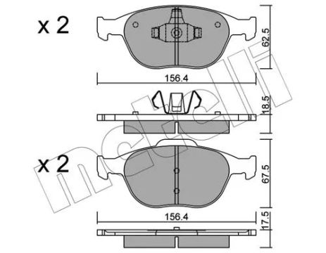 Комплект тормозных колодок FORD TRANSIT, FORD TOURNEO, FORD FIESTA, METELLI (2205330)