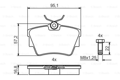 Комплект тормозных колодок FIAT TALENTO, NISSAN PRIMASTAR, OPEL VIVARO, BOSCH (0986495487)