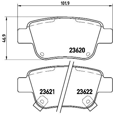 Комплект тормозных колодок TOYOTA COROLLA, TOYOTA ALPHARD, TOYOTA PREVIA, BREMBO (P83047)