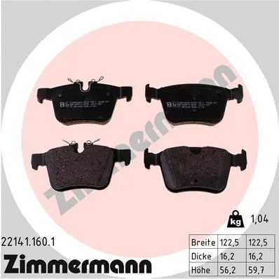 Комплект тормозных колодок POLESTAR POLESTAR, VOLVO ASIA, LAND ROVER, ZIMMERMANN (221411601)