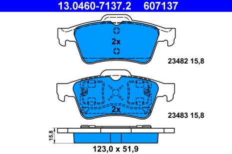 Комплект гальмівних колодок NISSAN PRIMERA, RENAULT MEGANE, RENAULT ESPACE, ATE (13046071372)