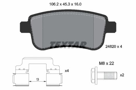 Комплект тормозных колодок SAMSUNG SM3, RENAULT CLIO, RENAULT MEGANE, TEXTAR (2482001)