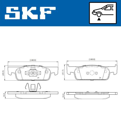 Комплект тормозных колодок SMART FORTWO, DACIA LOGAN, RENAULT SANDERO/STEPWAY, SKF (VKBP80019)