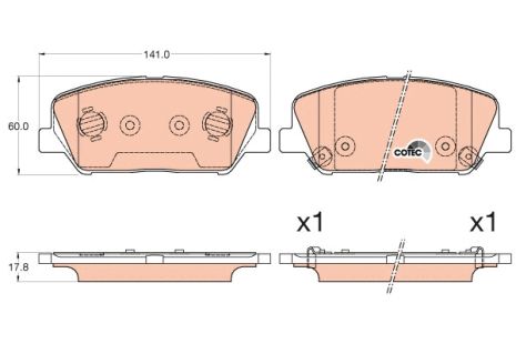 Комплект тормозных колодок HYUNDAI i30, KIA CERATO, KIA PRO, TRW (GDB3582)