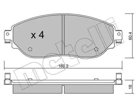 Комплект тормозных колодок NISSAN NV300, FIAT TALENTO, OPEL VIVARO, METELLI (2210030)