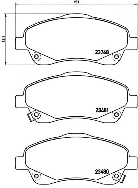 Комплект колодок гальмівних для TOYOTA COROLLA, AVENSIS, BREMBO (P83046)