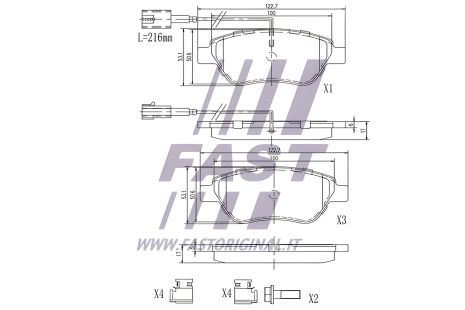 Комплект гальмівних колодок для CHRYSLER DELTA, LANCIA MUSA, ALFA ROMEO, FAST (FT29124)