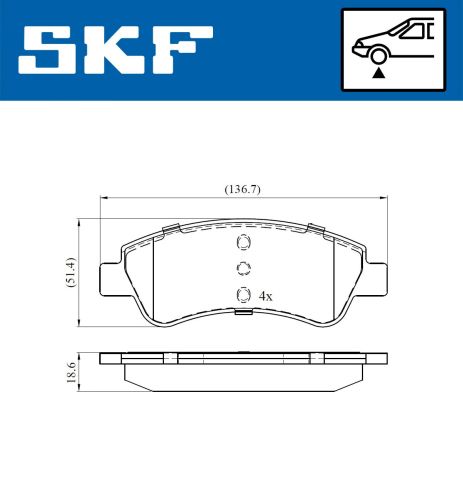 Комплект гальмівних колодок OPEL CROSSLAND, PEUGEOT 208, CITROËN AMI, SKF (VKBP80040)