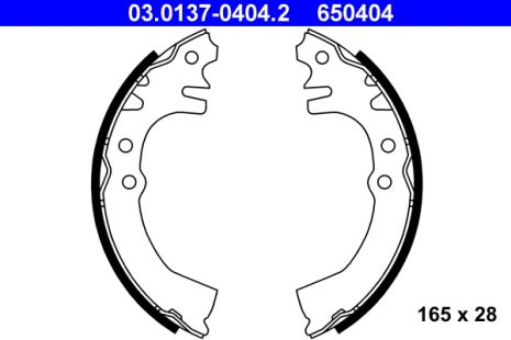 Комплект гальмівних колодок DAIHATSU MOVE, DAIHATSU CUORE, ATE (03013704042)