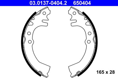 Комплект гальмівних колодок DAIHATSU MOVE, DAIHATSU CUORE, ATE (03013704042)