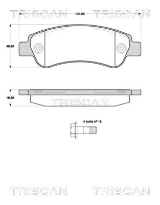 Комплект гальмівних колодок PEUGEOT BOXER, CITROËN JUMPER, FIAT DUCATO, TRISCAN (811010563)