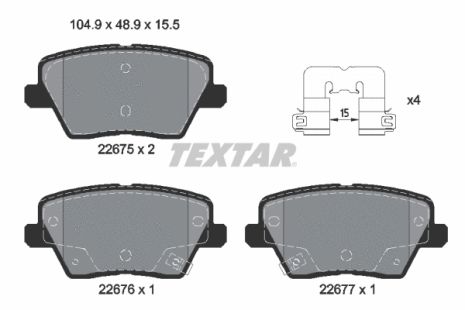Комплект гальмівних колодок KIA XCEED, HYUNDAI i30, KIA CEED, TEXTAR (2267501)