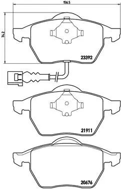 Комплект гальмівних колодок SEAT IBIZA, SKODA OCTAVIA, AUDI TT, BREMBO (P85045)