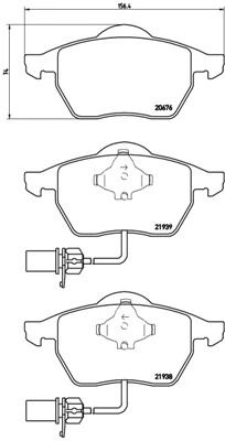 Комплект тормозных колодок VW PASSAT, AUDI A4, AUDI A6, BREMBO (P85037)