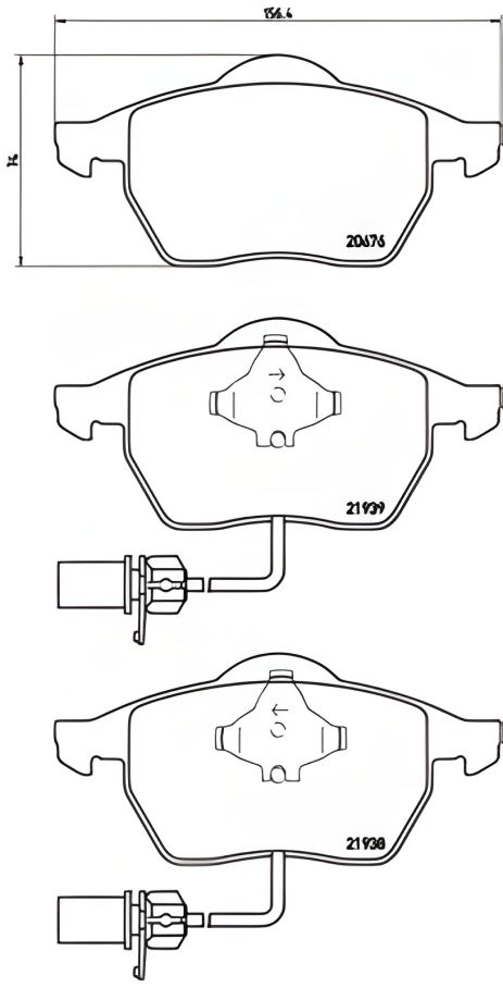 Комплект гальмівних колодок VW PASSAT, AUDI A4, AUDI A6, BREMBO (P85037) Комплект гальмівних колодок VW PASSAT, AUDI A4, AUDI A6, BREMBO (P85037)