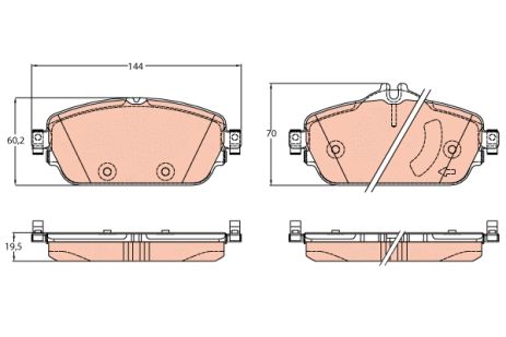 Комплект тормозных колодок MB (BBDC), MB C-CLASS, MB E-CLASS, TRW (GDB2070)