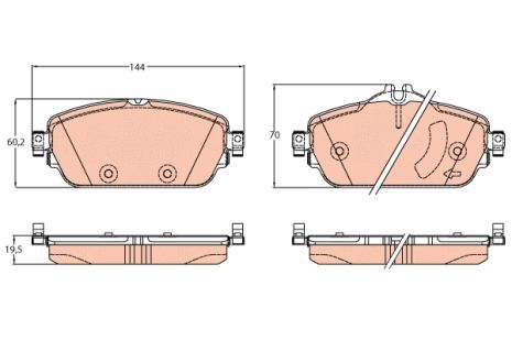 Комплект тормозных колодок MB (BBDC), MB C-CLASS, MB E-CLASS, TRW (GDB2070)