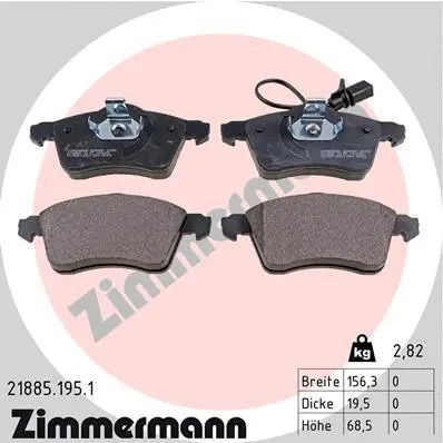 Комплект тормозных колодок VW TRANSPORTER, ZIMMERMANN (218851951)