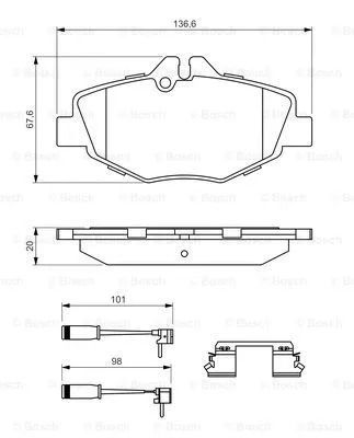 Комплект гальмівних колодок MB E-CLASS, BOSCH (0986494647)