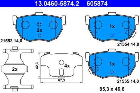 Комплект гальмівних колодок KIA CERATO, HYUNDAI COUPE, HYUNDAI ELANTRA, ATE (13046058742) Комплект гальмівних колодок KIA CERATO, HYUNDAI COUPE, HYUNDAI ELANTRA, ATE (13046058742)