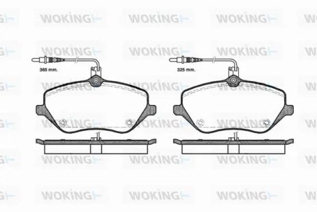 Комплект гальмівних колодок CITROËN C5, PEUGEOT 407, PEUGEOT 607, WOKING (P1001304)