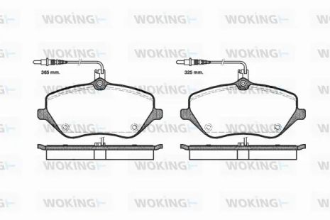 Комплект тормозных колодок CITROËN C5, PEUGEOT 407, PEUGEOT 607, WOKING (P1001304)