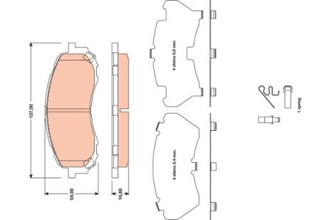 Комплект тормозных колодок SUBARU IMPREZA, TRW (GDB3469)