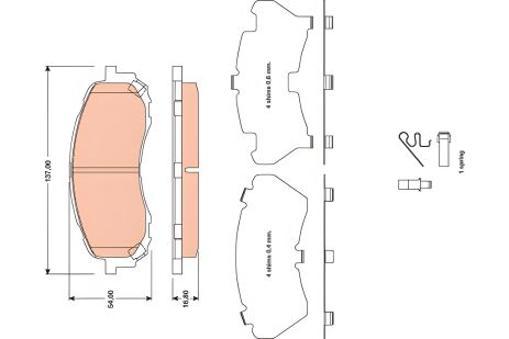 Гальмівних колодок комплект SUBARU IMPREZA, TRW (GDB3469) Гальмівних колодок комплект SUBARU IMPREZA, TRW (GDB3469)