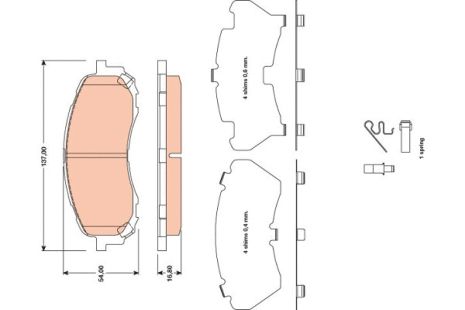Комплект гальмівних колодок SUBARU IMPREZA, TRW (GDB3469)
