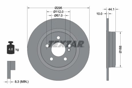 Диск гальмівний INFINITI QX30, MERCEDES-BENZ B-CLASS, TEXTAR (92254903)