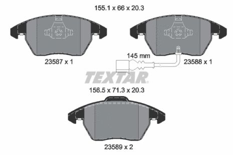 Комплект гальмівних колодок SKODA FABIA, SEAT TOLEDO, AUDI A3, TEXTAR (2358701)