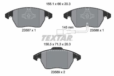 Комплект гальмівних колодок SKODA FABIA, SEAT TOLEDO, AUDI A3, TEXTAR (2358701)