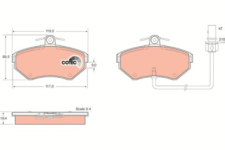 Комплект гальмівних колодок SEAT EXEO, HONGQI MINGSHI, VW PASSAT, TRW (GDB1366)
