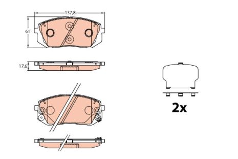 Комплект тормозных колодок HYUNDAI i40, TRW (GDB3640)