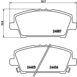 Комплект тормозных колодок HONDA CIVIC, BREMBO (P28037)