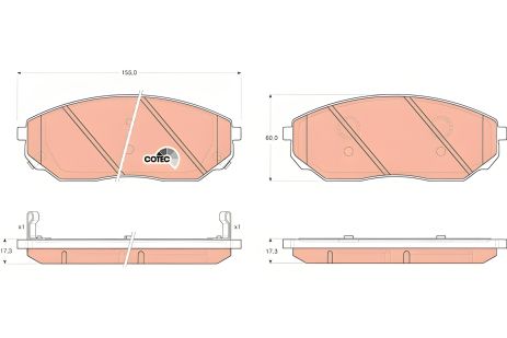Комплект тормозных колодок для KIA Sorento, TRW (GDB3343) Комплект тормозных колодок для KIA Sorento, TRW (GDB3343)
