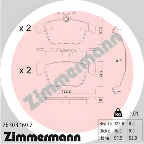 Гальмівні Колодки Комплект для SEAT LEON/AUDI A3/SKODA OCTAVIA ZIMMERMANN (263031602)
