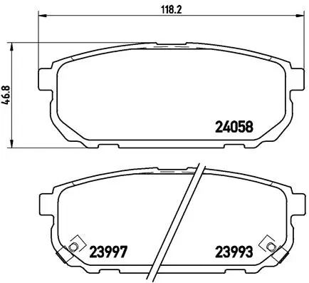 Комплект гальмівних колодок для KIA SORENTO, BREMBO (P30023) Комплект гальмівних колодок для KIA SORENTO, BREMBO (P30023)