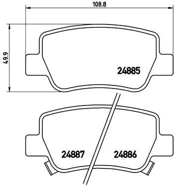 Комплект гальмівних колодок TOYOTA AVENSIS, BREMBO (P83112)