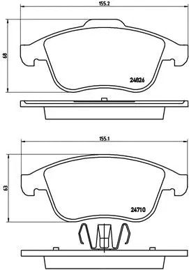 Комплект гальмівних колодок RENAULT SCÉNIC, RENAULT CLIO, RENAULT LATITUDE, BREMBO (P68047)