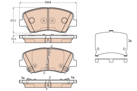 Комплект гальмівних колодок HYUNDAI ELANTRA, HYUNDAI VELOSTER, TRW (GDB3552)
